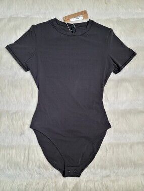 SKIMS Fits Everybody T-shirt Bodysuit Black Onyx Women XS NEW